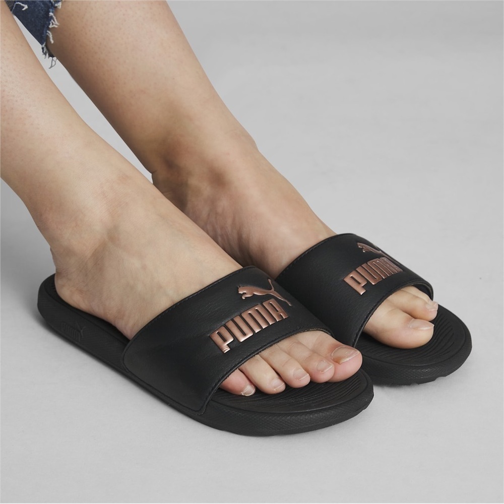 PUMA Women's COOL CAT Slide Sandals, Puma Black 10